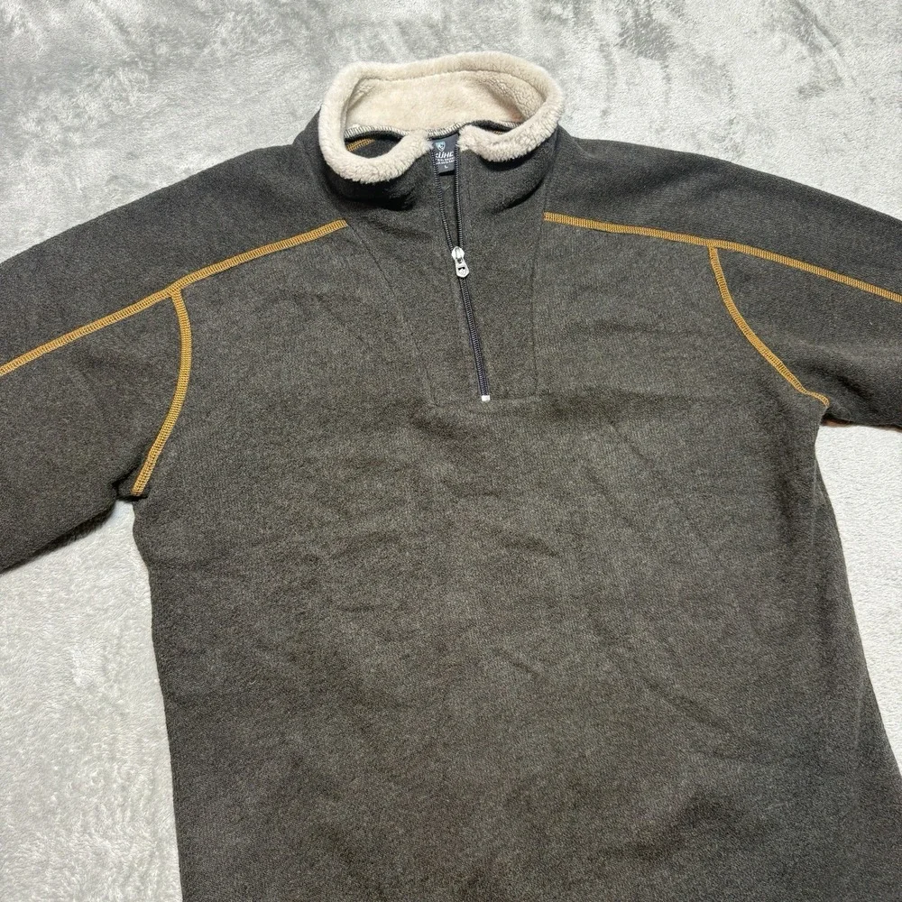 Kuhl Men's Alfpaca Fleece Brown 1/4 Zip Pullover Sweater Size‎ Large
